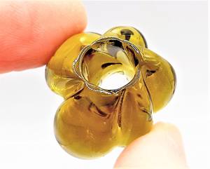 Cuentas de cristal verde oliva hechas a mano, gran agujero grueso, forma ovalada/redonda, venta al por mayor, suministro a granel, cuentas de cristal de Murano - Product Image 3