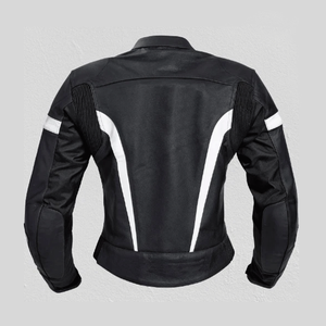 Top Quality Black & White Genuine Cowhide Leather Padded Racing Motorbike Jacket CE Protections Motorcycle Riding Jacket For Men - Product Image 4