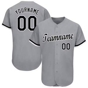 Direct Engro Sportswear Industry Maillot de baseball gris noir-blanc personnalisé Respirant Design grande taille - Product Image 1