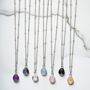 925 Sterling Silver <b>Moissanite</b> <b>Necklace</b> with Pear Black Onyx Faceted Gemstone Electroplated Charm Pendant Bulk Wholesale Jewelry - Product Image 4