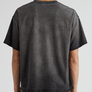 Camiseta Vintage con lavado ácido para hombre, ropa de calle de algodón 100% personalizada, tela de punto corta de gran tamaño de peso pesado - Product Image 2