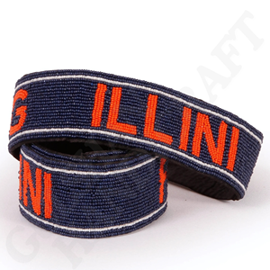 Bông màu xanh da cam chính thức được cấp phép may vá Trường Đại Học illinois 'chiến đấu illini' dây đeo ví đính cườm - Product Image 1