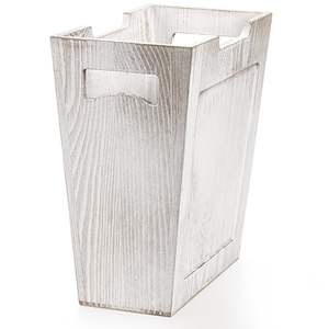 Wood Trash Can, Rectangular Rustic Wooden Waste Basket Farmhouse Wastebasket <b>Bin</b> with Handle Small <b>Narrow</b> Garbage Can Trash <b>Bin</b> - Product Image 3