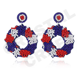 Pendientes de cuentas Game Day para mujer, color patriótico naranja blanco azul para boda o día conmemorativo - Product Image 3