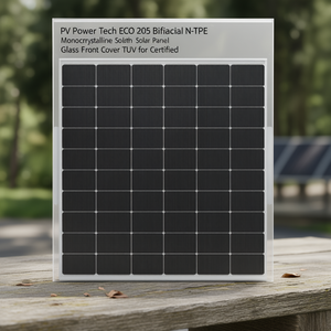 Panel Solar Monocristalino Bifacial Tipo N PV Power Tech ECO 205 con Cubierta Frontal de Vidrio, Certificado TUV - Product Image 3