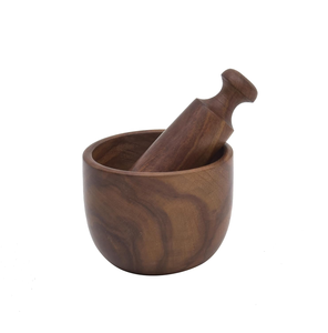 Wood Mortar Pestle Set Seasoning Grinding Bowl for Garlic Pepper Herb Spice <b>Grinder</b>/Crusher-Dishwasher Oven Safe Kitchen Tool - Product Image 2