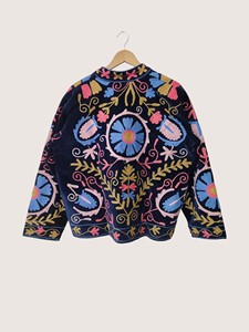 Veste en coton brodée de style chinois, col mandarin, manches longues, motif floral, grande taille, vêtements d'extérieur décontractés pour femmes, printemps - Product Image 2