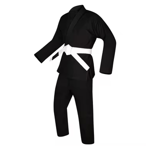 <b>Black</b> Taekwondo Uniform Adult Unisex 100% Cotton Durable Plain Dyed Martial Arts Wear Regular Fit White <b>Belt</b> Included - Product Image 1