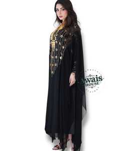 Robe de soirée traditionnelle musulmane modeste en mousseline de soie ABAYA, broderie arabe, kaftan, mode irakienne, perlée, unie, longueur au sol, pour femmes - Product Image 2