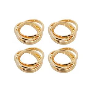 <b>Metal</b> Silver & Gold Napkin <b>Ring</b> Western Restaurant Round Broad Napkin <b>Ring</b> - Product Image 3
