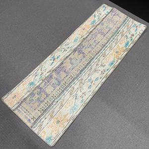 Alfombra Vintage de 1.4x3.8 pies, Alfombra Turca Pequeña, Alfombra Azul y Blanca Sólida - Product Image 5