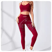Conjunto de Yoga de 2 Piezas para Mujer, Leggings de Cintura Alta con Cordón Ajustable, Transpirables, Ecológicos, Tallas Grandes