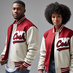 แจ็กเก็ตเบสบอลบอมเบอร์ผู้ชายหนังปักโลโก้ออกแบบได้ตามต้องการสไตล์สตรีทพร้อมโลโก้ด้านหน้า - Product Image 6