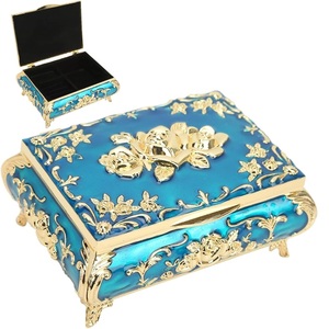 Organizador de almacenamiento de baratija de joyería de Metal Rectangular Chapado en plata, cajas de joyería de Metal para mantener joyas elegantes en latón Gol - Product Image 2