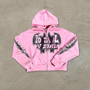 Sweat à capuche zippé surdimensionné pour hommes sur mesure, sérigraphie délavée à l'acide, sweat à capuche bon marché uni blanc noir 500 g/m² - Product Image 2