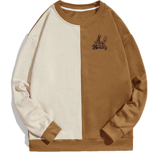 Sudadera de manga larga con estampado de letras de dos tonos de alta calidad para hombre con logotipo bordado personalizado Sudadera con capucha de bolsillo informal Tops - Product Image 3