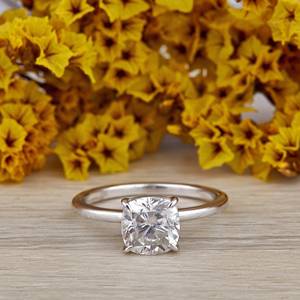 Luxury Hidden Halo <b>Moissanite</b> Diamond <b>Ring</b> for Women 1.75 Ct Cushion Cut Elongated Engagement <b>Ring</b> in Yellow Gold - Product Image 1