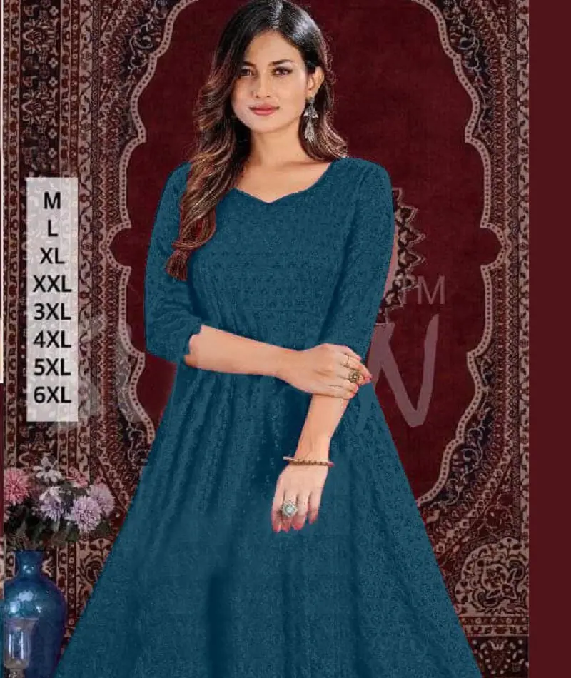 Ấn Độ dân tộc mặc rayon với schiffli làm việc với Pom Pom ren kurtis ưa thích với cộng với kích thước có sẵn cho mặc giản dị và hàng ngày