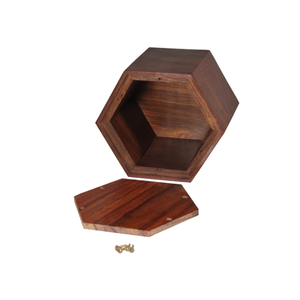 Urne pour animaux de compagnie en bois hexagonal naturel fabriqué à la main boîte à souvenirs de cendres de style européen meilleur prix du Vietnam - Product Image 2