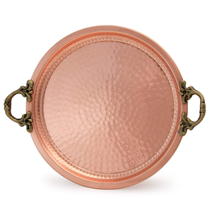 Fancy Style Highest Quality Copper Tray Handicrafts Hammered <b>Flower</b> Design Copper Home Decorative Tray - Product Image 2