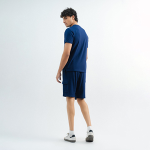 Ensemble t-shirt d'été à manches courtes en coton pour hommes, tenue décontractée avec short court - Product Image 2