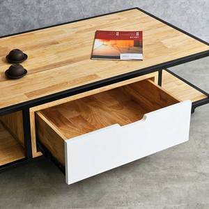 Modern Tea <b>Table</b> Rubber Wood with Iron Frame 120x60x35cm Living Room Furniture Durable TT68276 - Product Image 5