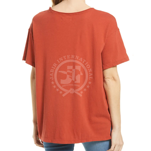 Camiseta de corte y costura personalizada 100% algodón estampado gráfico pesado lejía ácido lavado Vintage transpirable Mujer camiseta de gran tamaño - Product Image 2