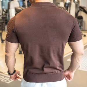 NOVEDAD DE VERANO 2025, polos ajustados informales para hombre, camisetas de punto con cuello vuelto de Color sólido con estilo, jerséis de manga corta a la moda para hombre - Product Image 2