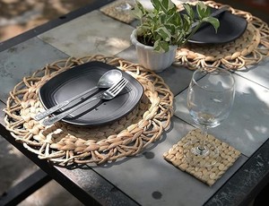 Napperon en osier de jacinthe d'eau florale Boho tapis de paille tissé naturel pour les fêtes de mariage nouvel an et noël - Product Image 3