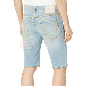 Shorts en jean délavé respirant pour homme, avec logo frontal en coton non tissé, tendance 2026 - Product Image 2