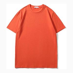 Camiseta de Hombre Lisa, Holgada, con Hombros Caídos, Color Naranja, Cuello Redondo, Algodón y Poliéster, para Verano - Product Image 1