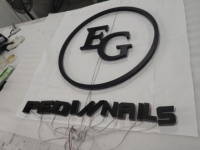 Lettres en relief 3D LED rétroéclairées en PVC noir écologique personnalisées, montage mural, enseigne publicitaire intérieure/extérieure pour bar