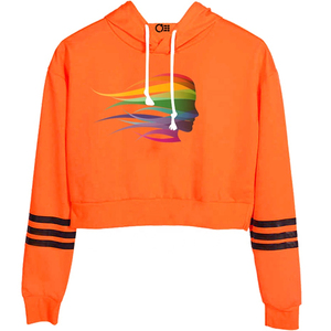 Sudadera con Capucha Corta de Manga Larga con Logotipo Estampado, Sudadera con Capucha Corta para Mujer, Sudadera con Capucha de Color Sólido, Sudadera Extra Grande - Product Image 2