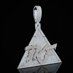 Round Cut Moissanite Diamond Triangle Shape Custom Name Pendant for Men Women for Valentines Day Gift by Phoenix Enterprise - Product Image 4