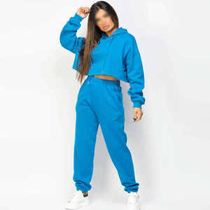 Conjunto de Sudadera con capucha para exteriores para mujer Conjunto de Sudadera con capucha en blanco de color sólido multicolor para mujer - Product Image 4