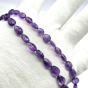 Cuentas de piedras preciosas con forma de pera facetadas de amatista Natural púrpura de 8 \ "para la fabricación de joyas con cuentas de piedra únicas - Product Image 6