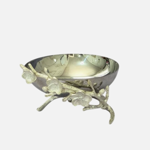 Bol de service rond en métal martelé moderne avec accent de feuille d'or Bol de rangement décoratif de table au prix d'usine - Product Image 4