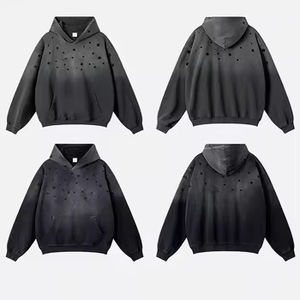 OEM vente en gros 100% coton pull surdimensionné sweat à capuche pour hommes personnalisé épais Streetwear lâche décontracté vieilli sweats à capuche pour hommes - Product Image 1