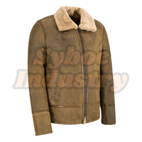 Veste en cuir de mouton pour hommes, nouveau blouson chaud à col en fourrure, aviateur B3, pour la mode hivernale