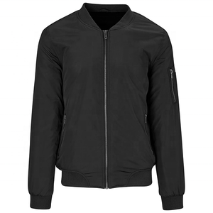 Chaqueta Bomber Azul Marino para Hombre, Corte Regular, Cierre de Cremallera, Color Sólido, Estilo Casual, Cuello Mao, Transpirable, Resistente al Viento, Lana - Product Image 4