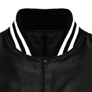 Chaqueta de bombardero de satén con capucha para hombre personalizada profesional cuello alto secado rápido transpirable nuevo diseño de moda de invierno logotipo frontal - Product Image 3