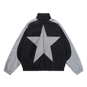 Blouson Bomber Sport Personnalisé Style Urbain Color Block Brodé à Capuche Zippé Imperméable Séchage Rapide avec Lettres et Devant en Toile - Product Image 2