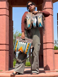 มือตะวันตกToolled Fringeกระเป๋าถือสลิงสีJacquardกระเป๋าโบฮีเมียนอะซเทกผ้าออกแบบใหม่กระเป๋าสไตล์วินเทจสําหรับสตรี - Product Image 3