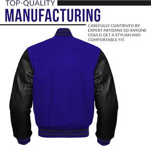 OEM Custom Embroidery Worsted <b>Patch</b> Polyester Men College Varsity Letterman Winter <b>Jacket</b> Breathable Thick Stand Collar Front - Product Image 3