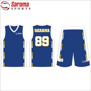 Uniforme de basket-ball bleu personnalisé à séchage rapide respirant ensemble d'uniformes de basket-ball avec taille personnalisée, - Product Image 3