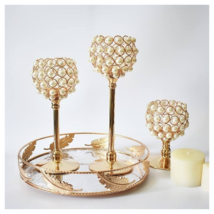 Décoration de mariage support en cristal en métal matériel de stockage de maquillage chandelier décoration bougeoir bougeoir de mariage - Product Image 6