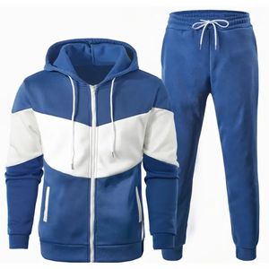 Ensemble de survêtement 2 pièces pour homme, nouvelle conception, grande taille, imprimé uni, respirant, en polaire, pour le sport de plein air - Product Image 1