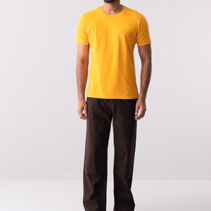 <b>Men's</b> 100% Cotton O-Neck Short Sleeve Basic Jersey Regular Fit Anti-Wrinkle <b>Yellow</b> T-<b>Shirt</b> for Streetwear Plain Solid Logo - Product Image 3