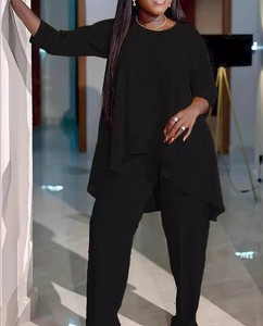 Ensemble unique surdimensionné composé d'un haut uni et d'un short pour femmes branchées, en coton 100% écologique, respirant et à séchage rapide - Product Image 5