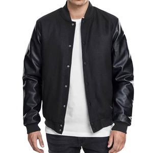 Direct Factory's Custom Label Men's Varsity Jackets Stand Collar <b>Woolen</b> Fabric Casual CollegeBaseballjacket for men - Product Image 4